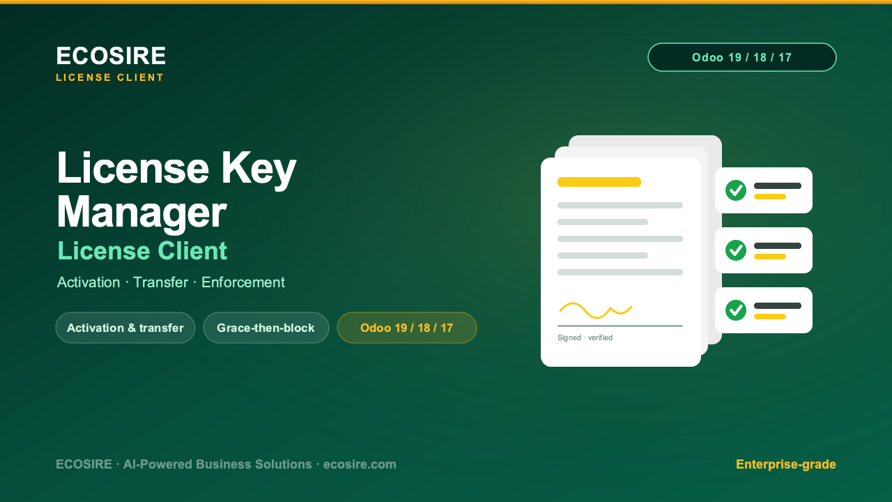 License Key Manager — Module for Odoo | ECOSIRE
