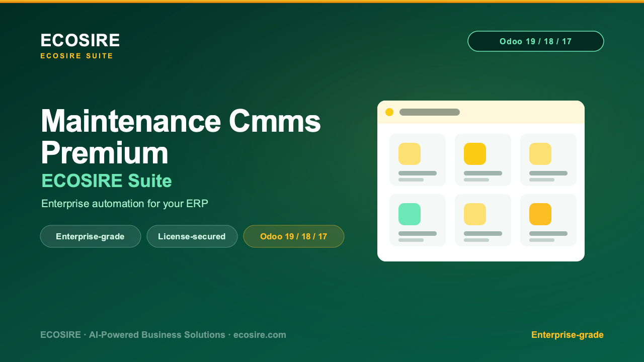Maintenance & CMMS Premium — Module for Odoo